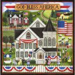 Rebecca Wood Designs Patriotic Village 13M Needlepoint Canvas