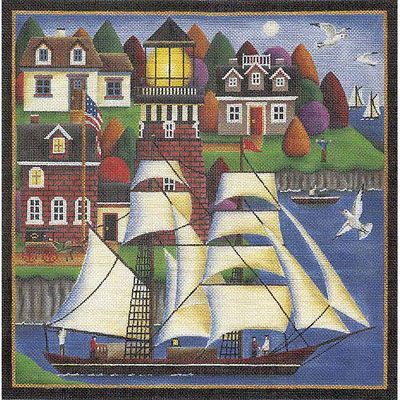 Rebecca Wood Designs Morning in the Harbor 18M Needlepoint Canvas