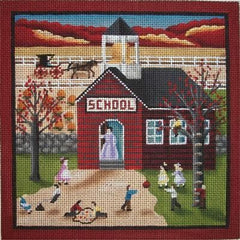 Rebecca Wood Designs Fall School House Needlepoint Canvas