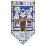 Rebecca Wood Designs January Cottage Banner Needlepoint Canvas
