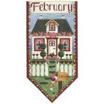 Rebecca Wood Designs February Cottage Banner Needlepoint Canvas