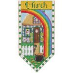 Rebecca Wood Designs March Cottage Banner Needlepoint Canvas