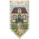 Rebecca Wood Designs April Cottage Banner Needlepoint Canvas