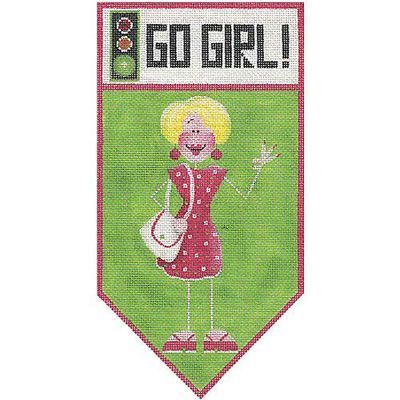 Rebecca Wood Designs Go Girl Banner Needlepoint Canvas
