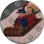 Rebecca Wood Designs Sledding Children Needlepoint Canvas
