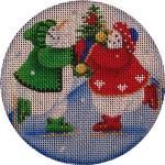 Rebecca Wood Designs Skating Snowkids Needlepoint Canvas