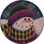 Rebecca Wood Designs Lavender Snowman Needlepoint Canvas