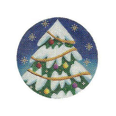 Rebecca Wood Designs Gold Ribbon Tree Needlepoint Canvas