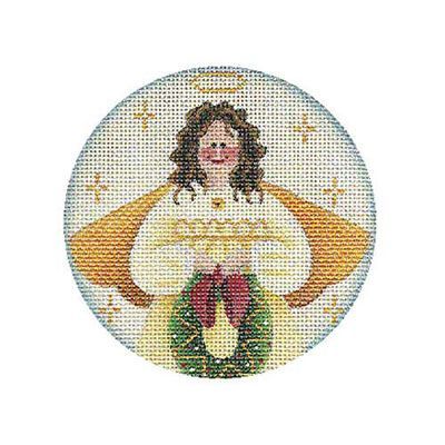 Rebecca Wood Designs Folk Wreath Angel Needlepoint Canvas