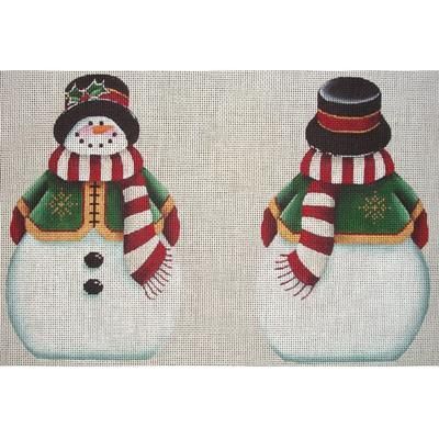 Rebecca Wood Designs Green Snowman Topper Needlepoint Canvas