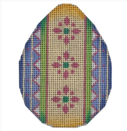Rebecca Wood Designs Lavender & Yellow Easter Egg Needlepoint Canvas