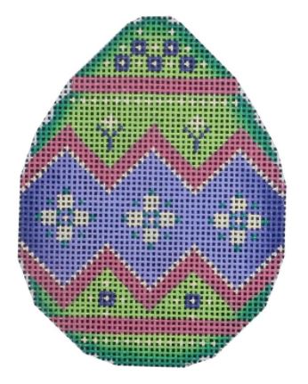 Rebecca Wood Designs Green & Purple Easter Egg Needlepoint Canvas