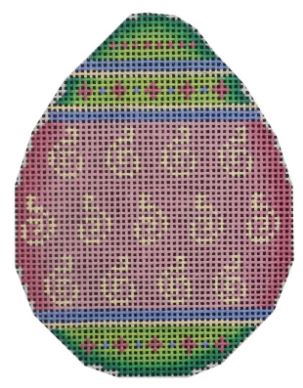 Rebecca Wood Designs Green & Pink Easter Egg Needlepoint Canvas