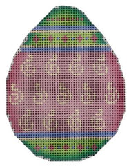 Rebecca Wood Designs Green & Pink Easter Egg Needlepoint Canvas