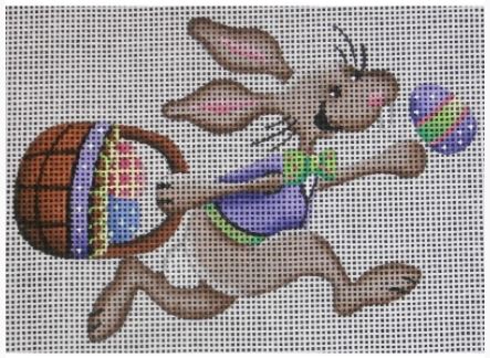 Rebecca Wood Designs Bunny Chasing the Easter Egg Needlepoint Canvas