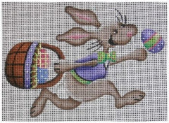 Rebecca Wood Designs Bunny Chasing the Easter Egg Needlepoint Canvas