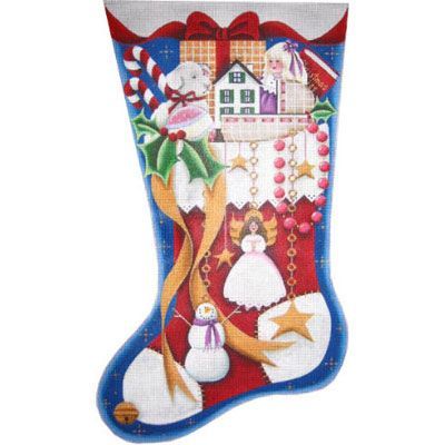 Rebecca Wood Designs A Girl's Stocking 18M Needlepoint Canvas