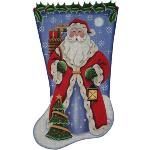 Rebecca Wood Designs Basket Santa 18M Needlepoint Canvas