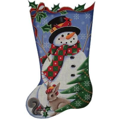 Rebecca Wood Designs Forest Snowman Stocking Needlepoint Canvas - 18M