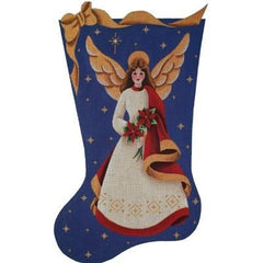 Rebecca Wood Designs Poinsettia Angel 18M Needlepoint Canvas