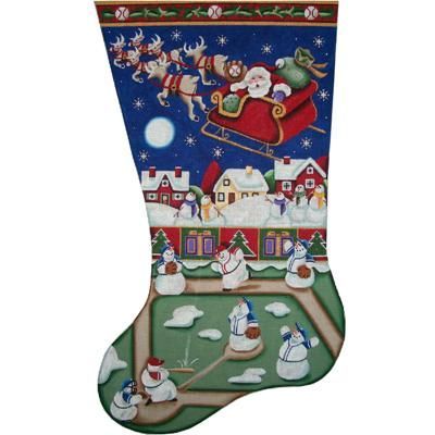 Rebecca Wood Designs Snowman Baseball 13M Needlepoint Canvas