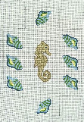 J. Child Designs Seahorse & Shells Needlepoint Canvas