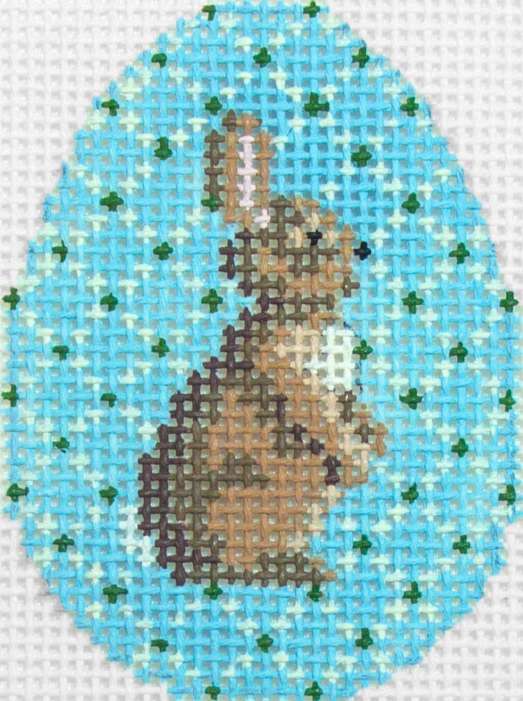 Susan Roberts Needlepoint Bunny with Lattice Small Egg Needlepoint Canvas