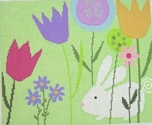 Birds of a Feather White Rabbit Needlepoint Canvas