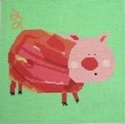 Birds of a Feather Portly Pig Needlepoint Canvas