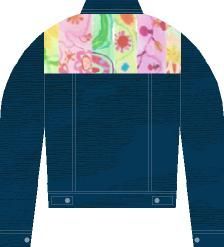 Birds of a Feather Patchwork Floral Jean Jacket Needlepoint Canvas