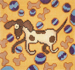 The Collection Designs Running Dog on Yellow Needlepoint Canvas