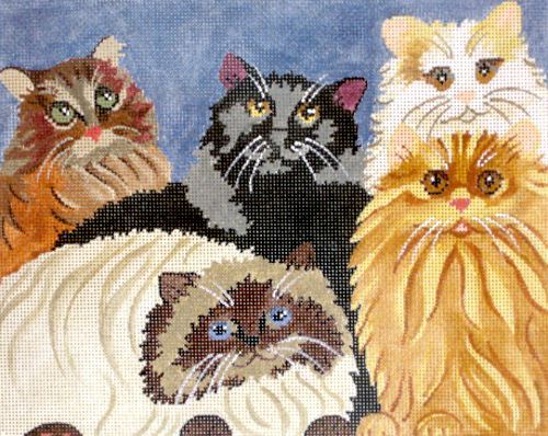 The Collection Designs Cat Crowd Needlepoint Canvas