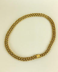 Vintage 18k Gold Mesh Necklace with Floral Detail