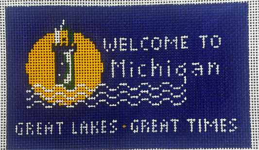 The Gingham Stitchery Krissy Johnson Designs Michigan State Sign Needlepoint Canvas