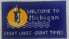The Gingham Stitchery Krissy Johnson Designs Michigan State Sign Needlepoint Canvas