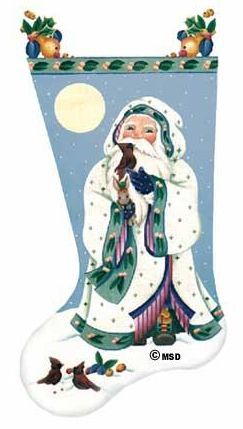 Melissa Shirley Designs Winter Santa Stocking Needlepoint Canvas