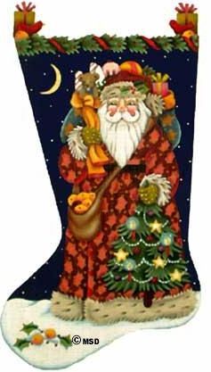 Melissa Shirley Designs Old Fashioned Santa Stocking Needlepoint Canvas