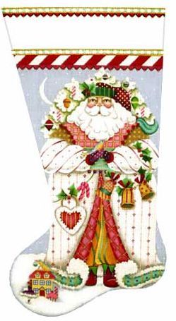 Melissa Shirley Designs Peppermint Stick Santa Stocking Needlepoint Canvas