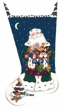 Melissa Shirley Designs Green Robe Santa Stocking Needlepoint Canvas