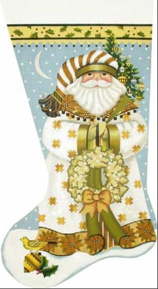 Melissa Shirley Designs Golden Santa Stocking Needlepoint Canvas