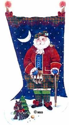 Melissa Shirley Designs Scottich Santa Stocking Needlepoint Canvas