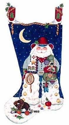 Melissa Shirley Designs Cowboy Santa Stocking Needlepoint Canvas