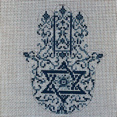 The Gingham Stitchery Kate Woodward Transferware Hamsa Needlepoint Canvas