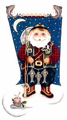 Melissa Shirley Designs Fisher Santa Stocking Needlepoint Canvas