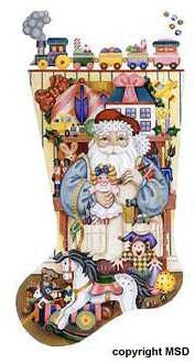 Melissa Shirley Designs Toymaker Santa Sock Needlepoint Canvas