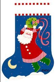 Melissa Shirley Designs Wreath Cutie Pie Santa Needlepoint Canvas