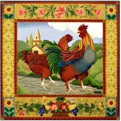 Melissa Shirley Designs Rooster & Hen Needlepoint Canvas