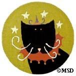 Melissa Shirley Designs Black cat round Needlepoint Canvas