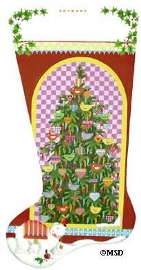 Melissa Shirley Designs Nordic Tree Stocking Needlepoint Canvas