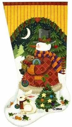 Melissa Shirley Designs Old Fashioned Snowman Stocking Needlepoint Canvas